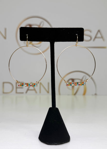 Round Wire Pave Bar Drop Earrings