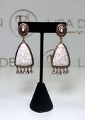 White Turquoise Inlay Copper Dangle Earrings