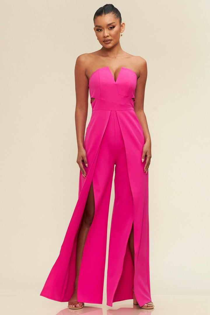 Fushia Open Slit Jumpsuit