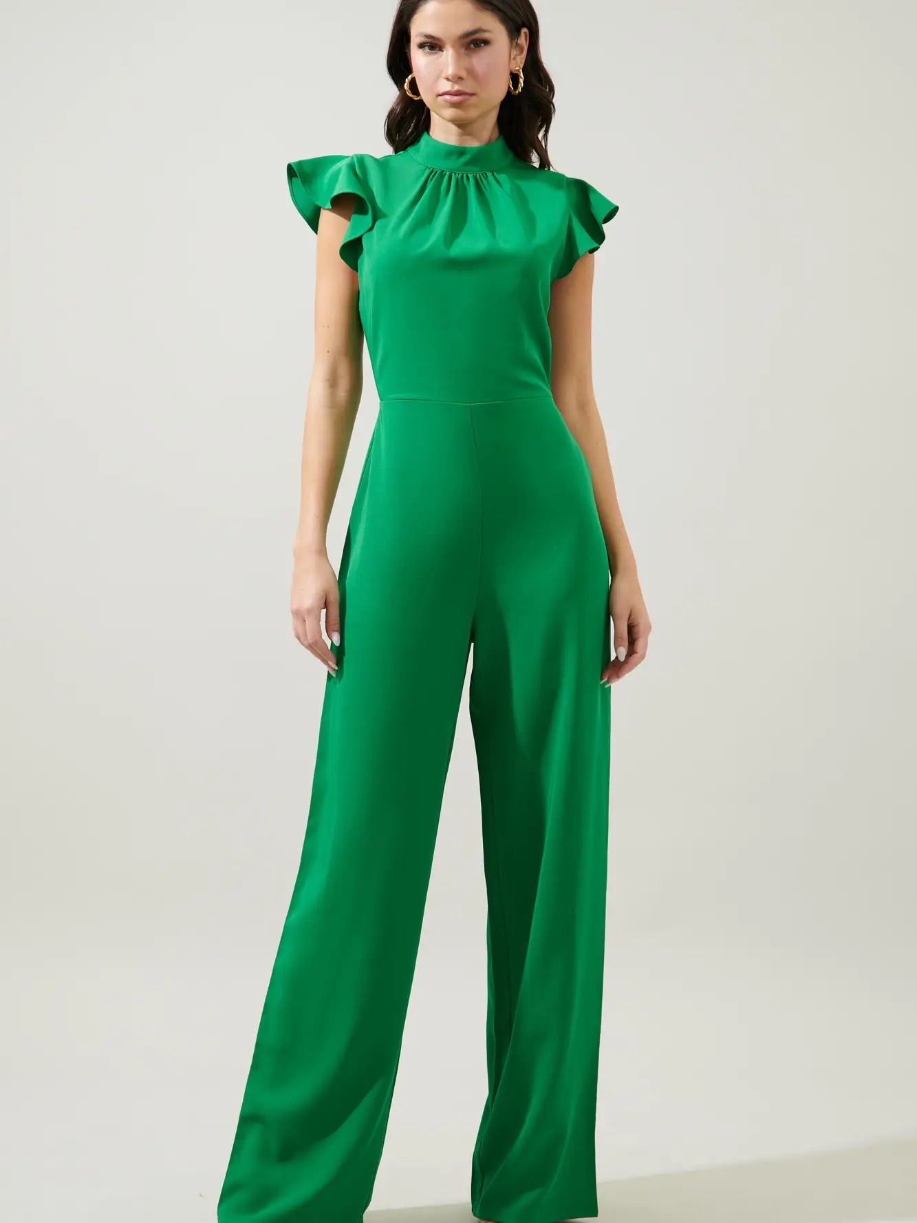 Green Mock Neck Jumpsuit