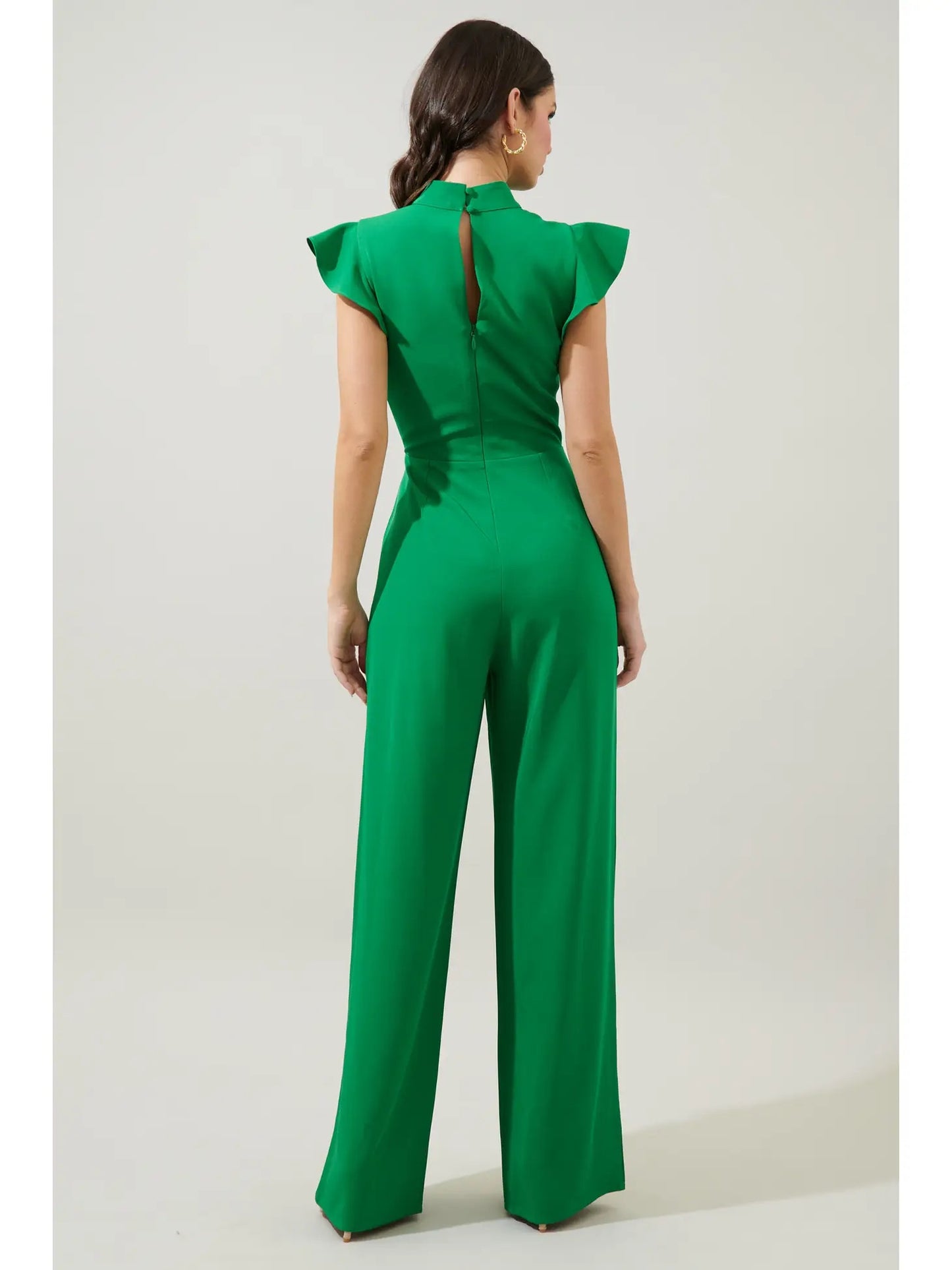 Green Mock Neck Jumpsuit