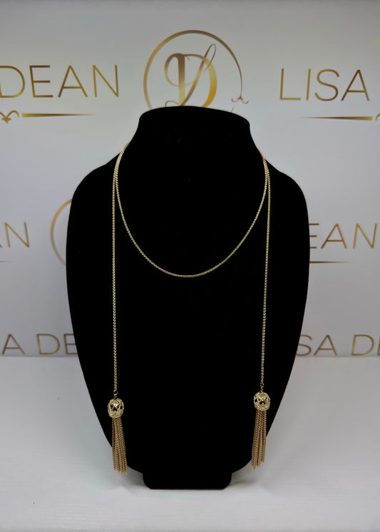 Gold Tassel Drape Necklace