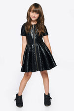 Load image into Gallery viewer, Little&#39;s Gold Accent Leather Dress
