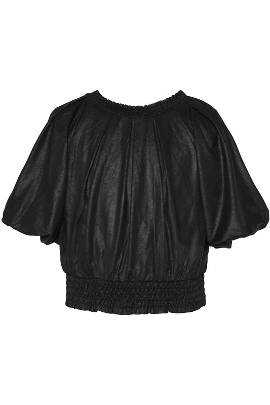 Little's Bubble Sleeve Leather Top