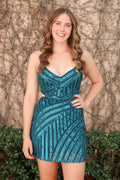 Teal Sequin Angle Cutout