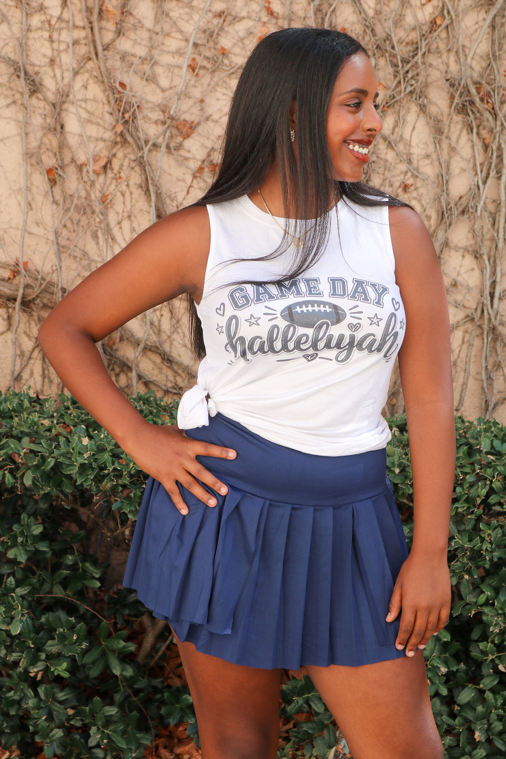 High Waisted Pleated Ruffle Tennis Skort