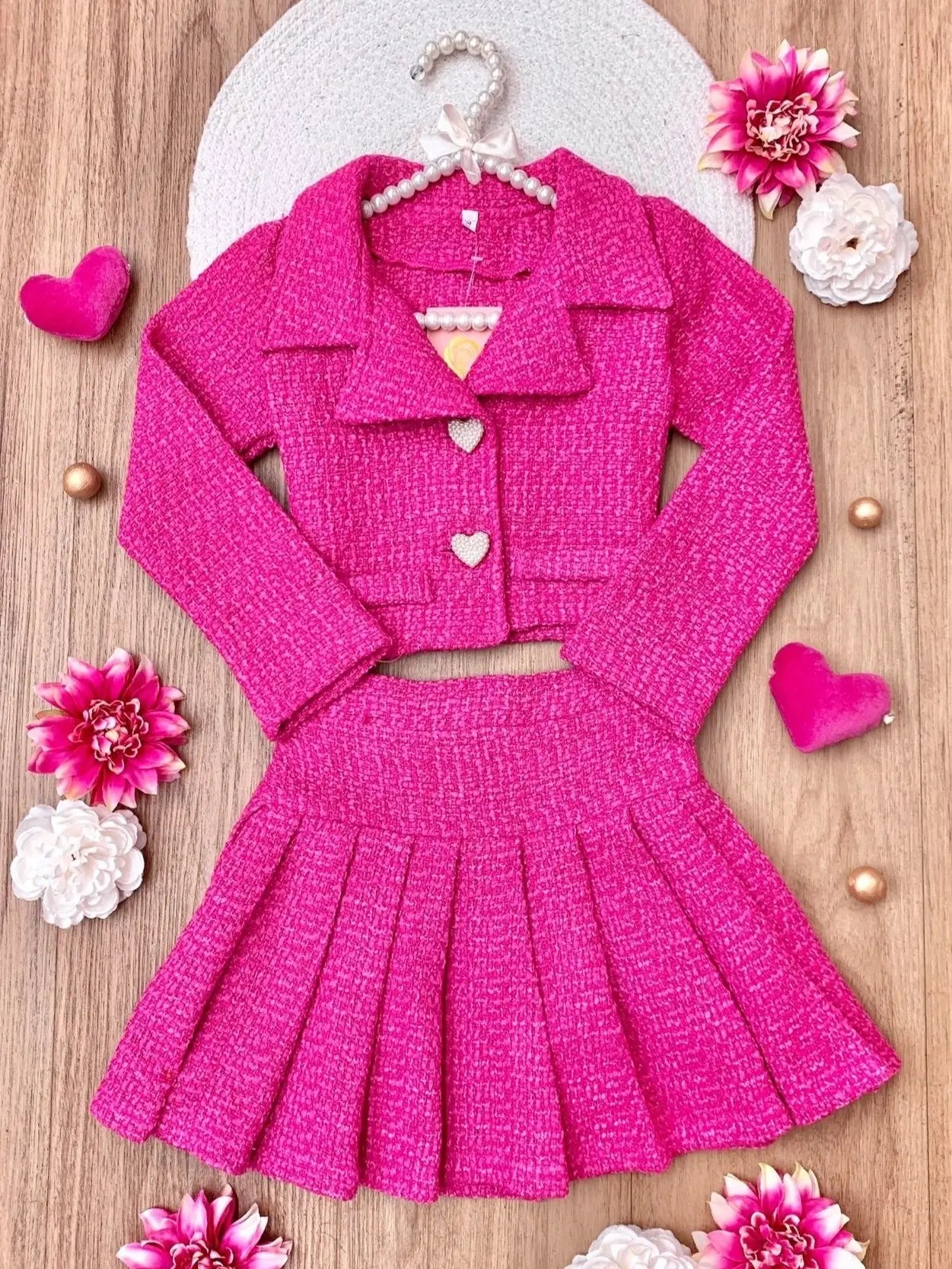 Little's Power Pose Pink Tweed Set