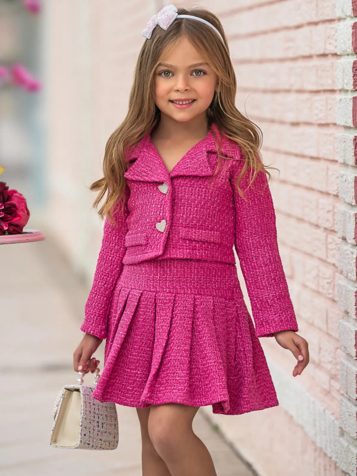 Little's Power Pose Pink Tweed Set