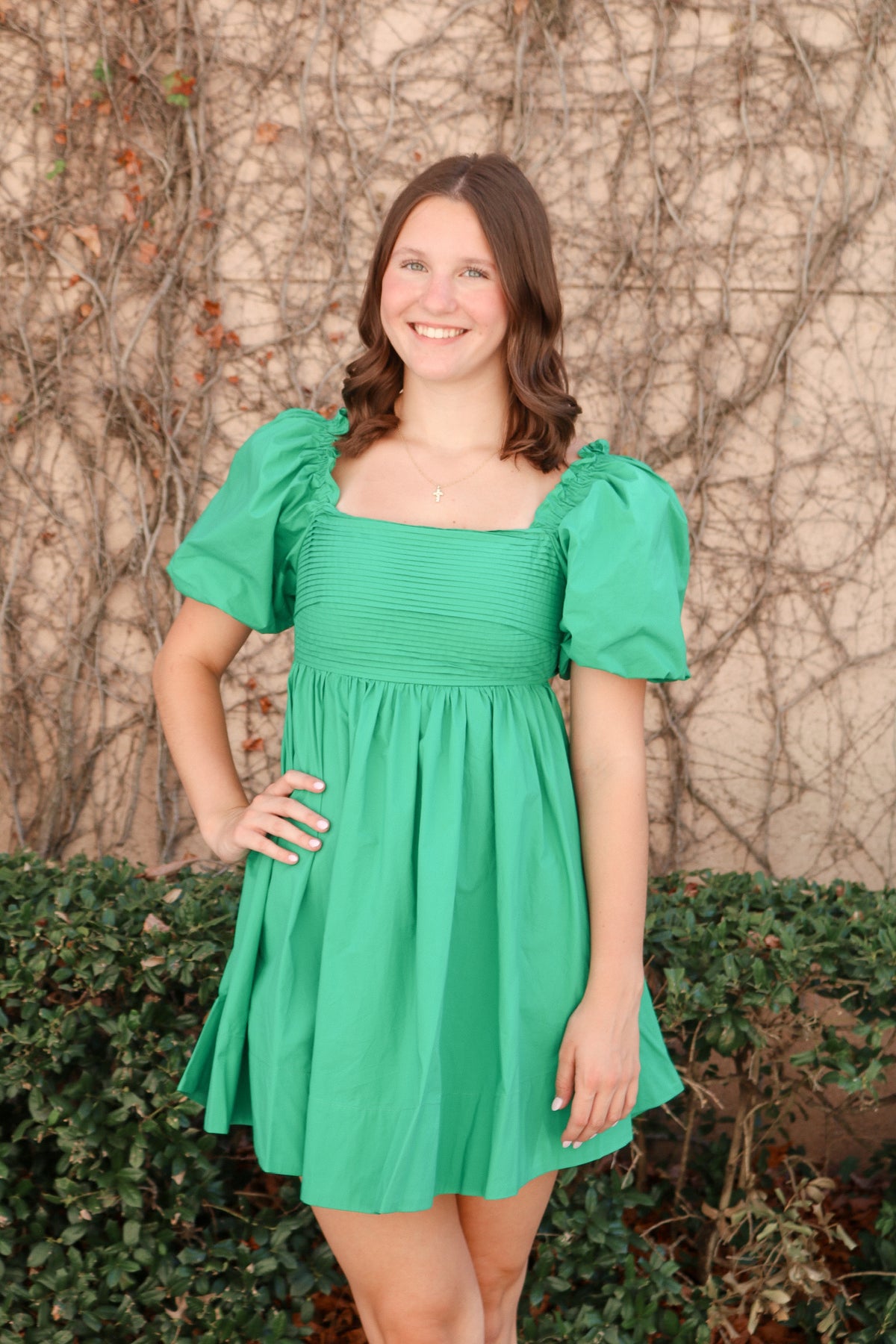 Ruffle Square A-line Cotton Midi Dresses