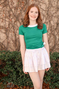 Contrast Trim Ruched Fitted Tee