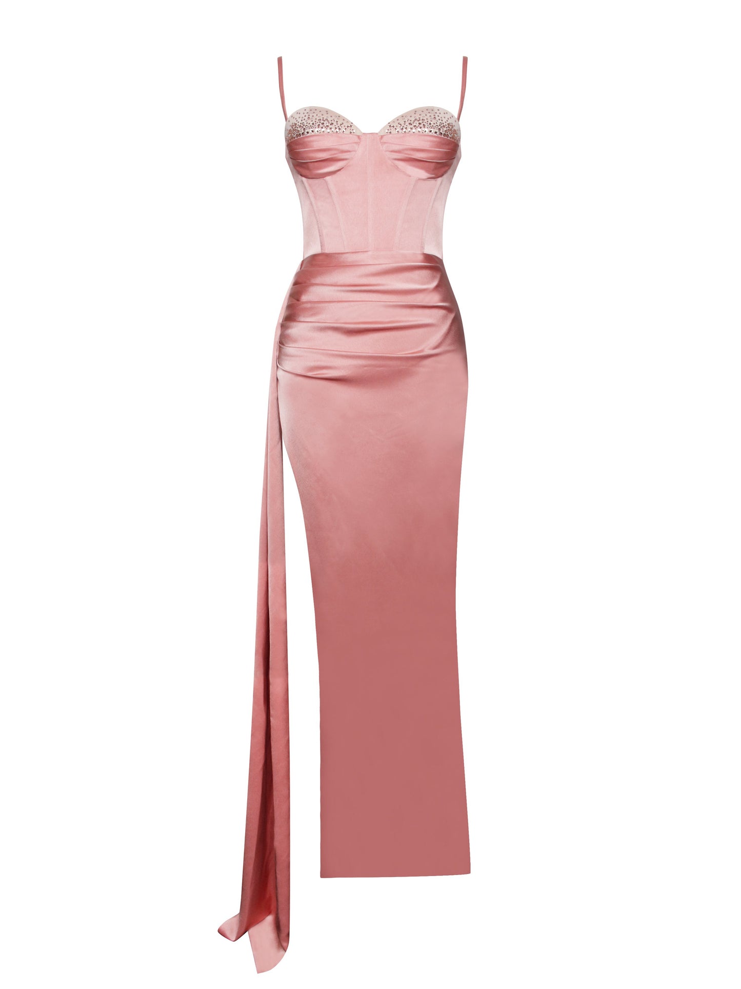 Satin Slit Corset Gown