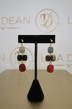 Load image into Gallery viewer, Maroon Stone Drop Earrings
