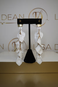 White Petal Drop Earrings