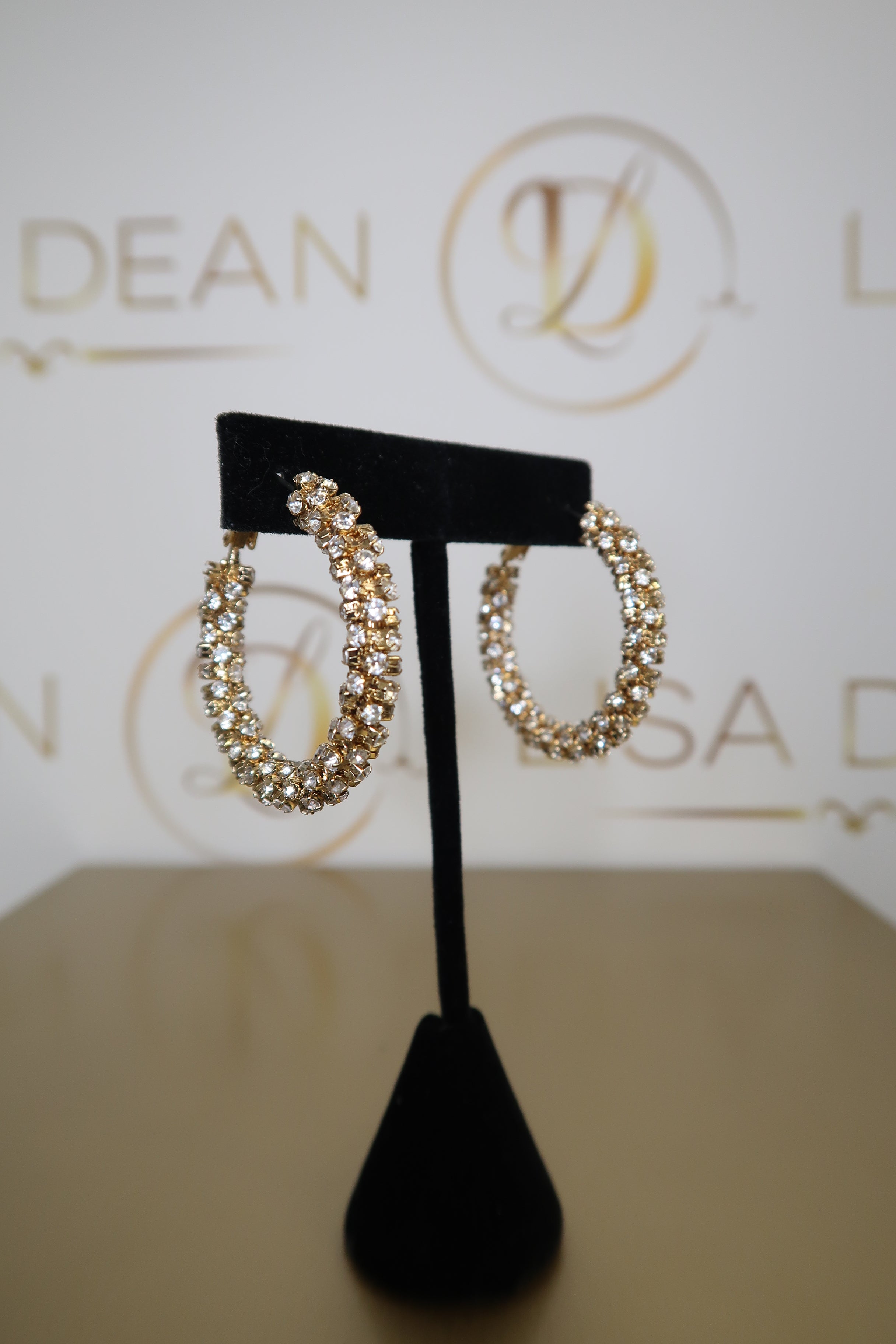 Gold Rhinestone Hoops