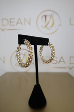 Load image into Gallery viewer, Gold Rhinestone Hoops
