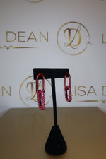 Load image into Gallery viewer, Hot Pink Chain Earrings
