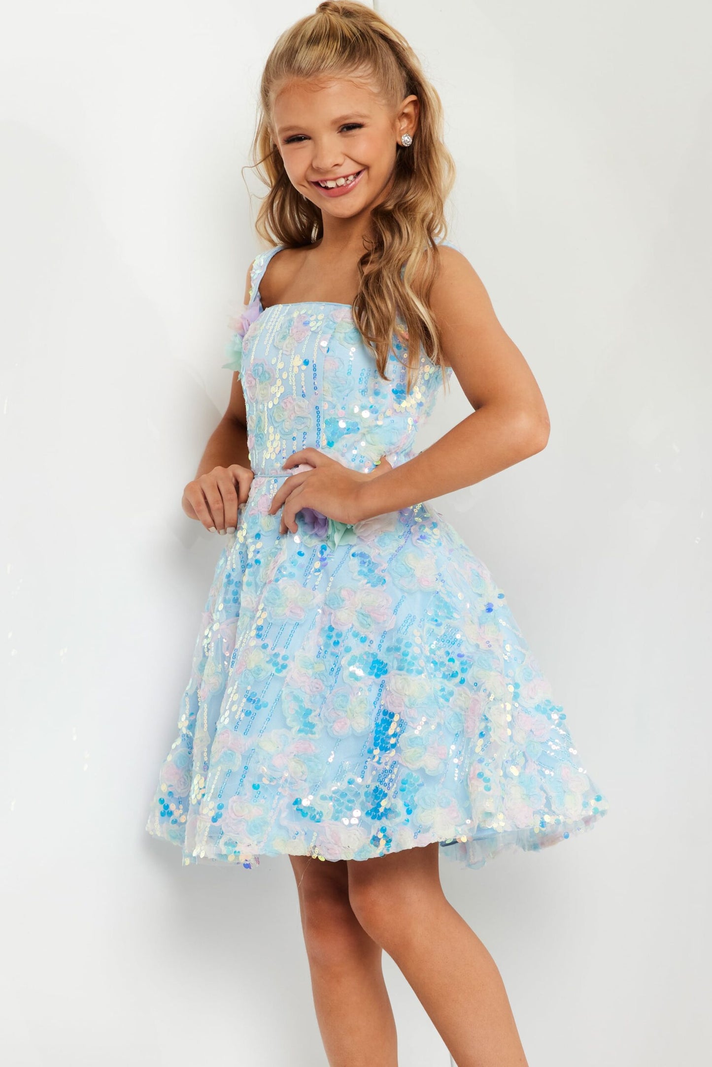 Jovani Little's Iridescent Floral Dress K23956