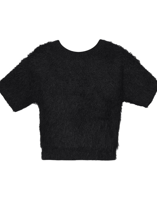 Little's Black Fuzzy Sweater Top