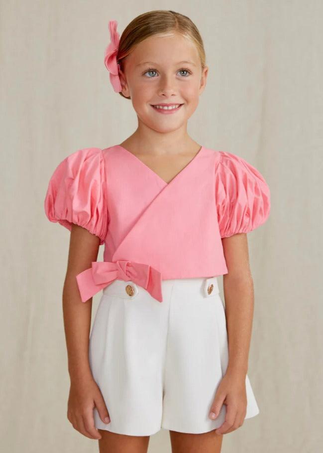 Little's Puff Sleeve Bow Top