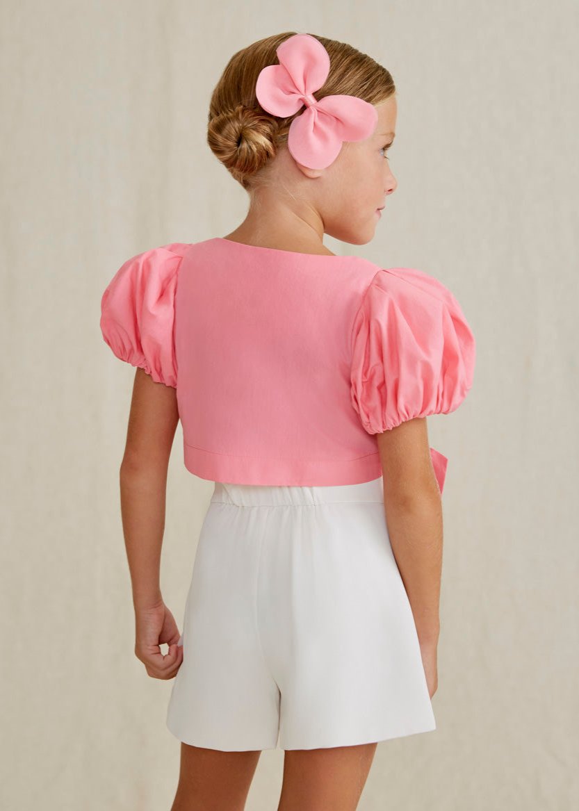 Little's Puff Sleeve Bow Top