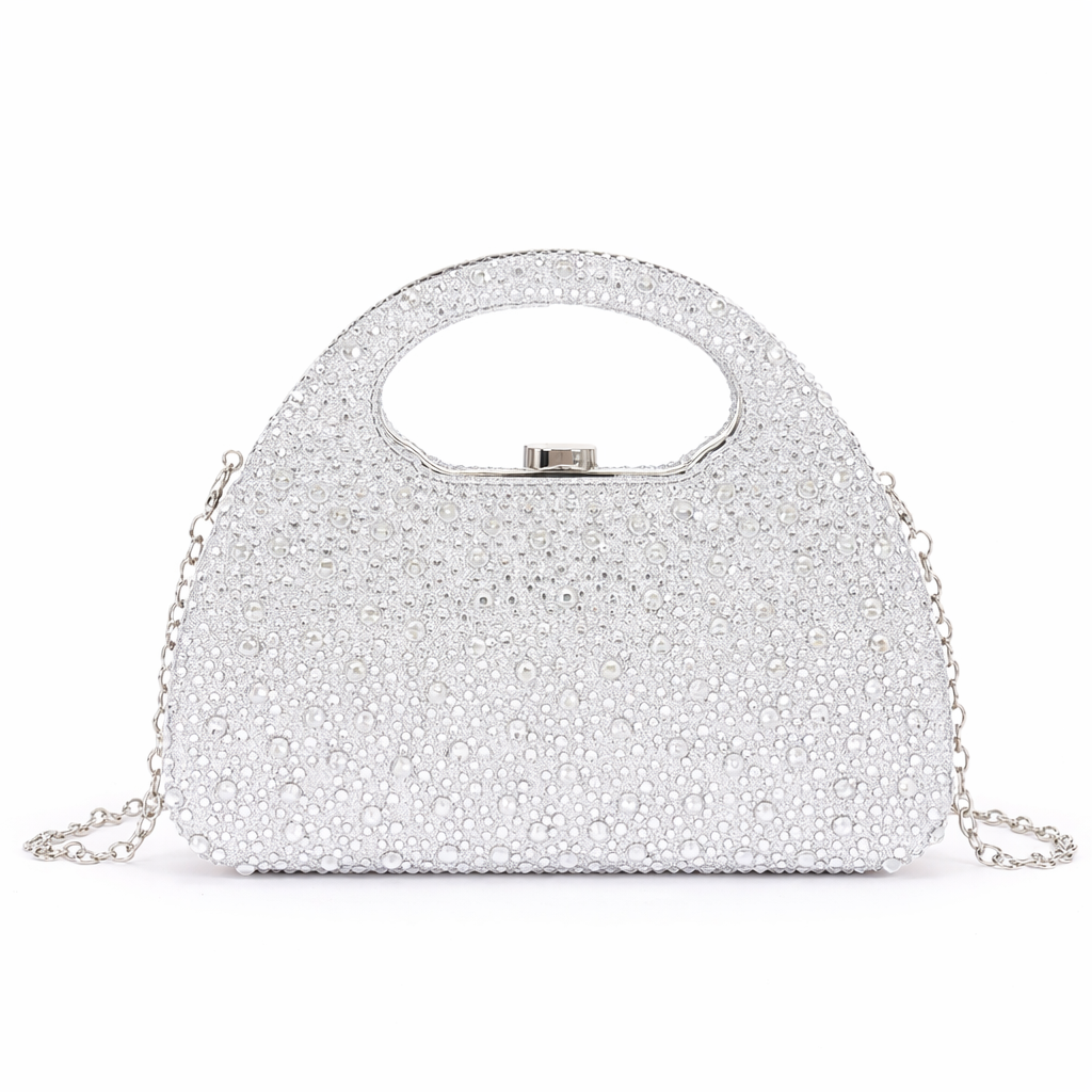 Rhinestone Glitter Hardside Clutch