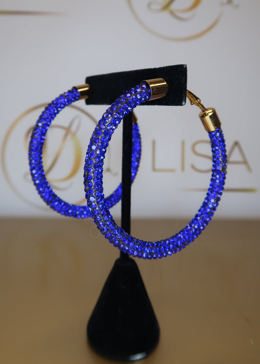 Royal Rhinestone Hoops