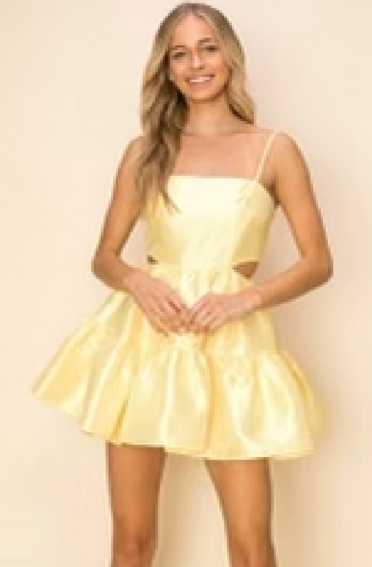 Yellow Cut Out Mini Dress