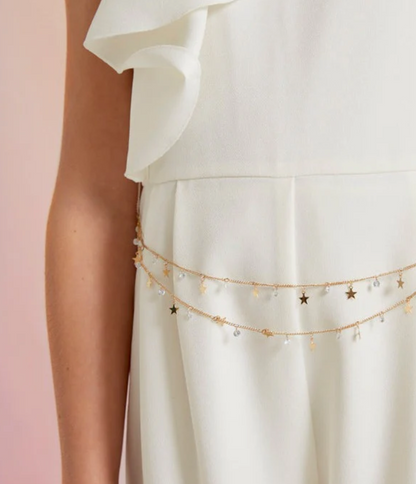 Little's White Jumpsuit with Chain Belt