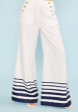 White/Navy Shoulder Strap Stripe Top and Wide Pants