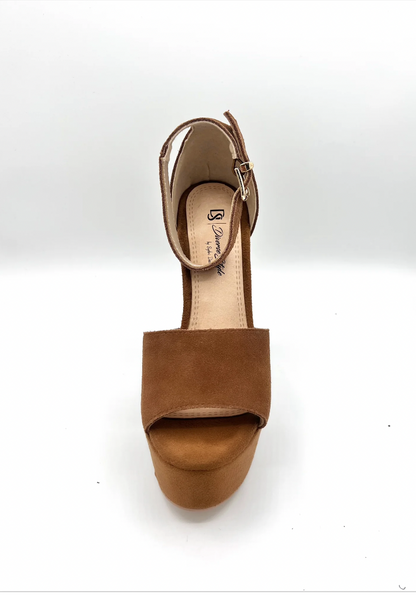 Suede Platform Chunky Heel - Cinnamon