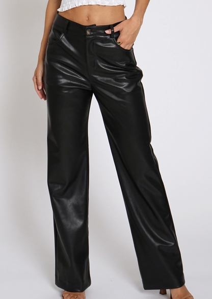 Straight Leg Leather Pants