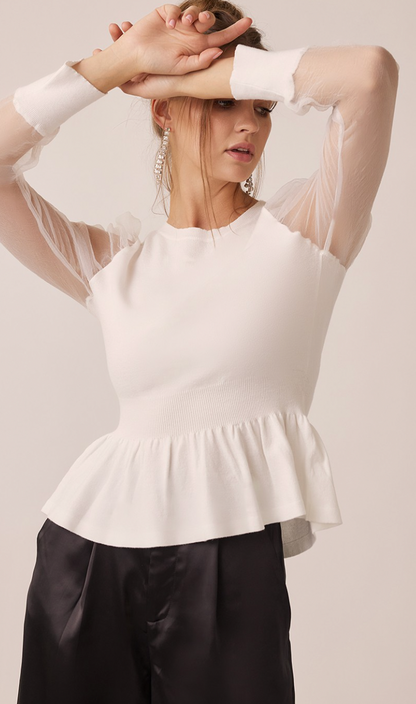 Puff Sleeve Peplum Sweater