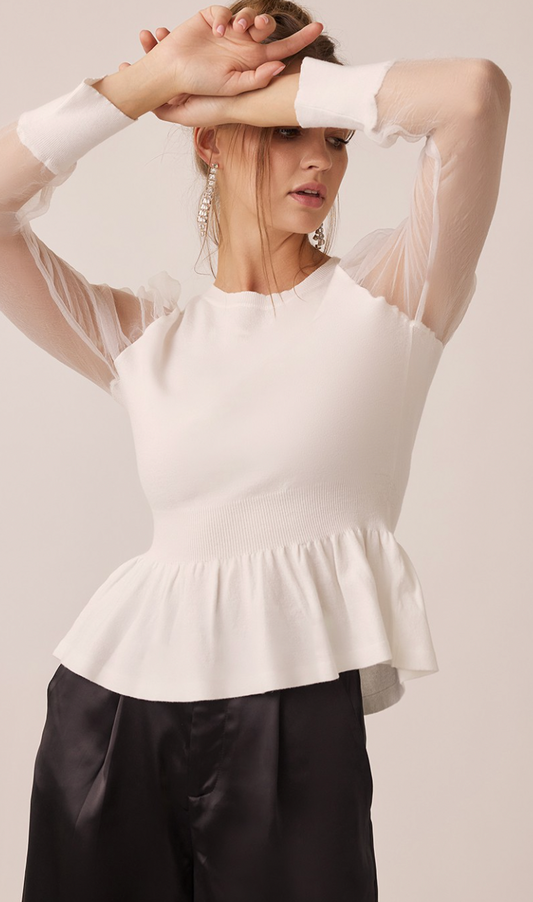 Puff Sleeve Peplum Sweater