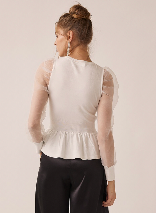 Puff Sleeve Peplum Sweater