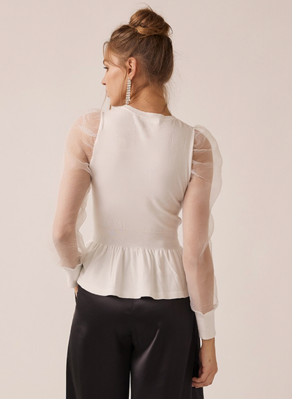Puff Sleeve Peplum Sweater