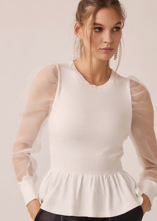 Puff Sleeve Peplum Sweater