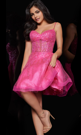 Pink Corset Bodice Fit and Flare Dress