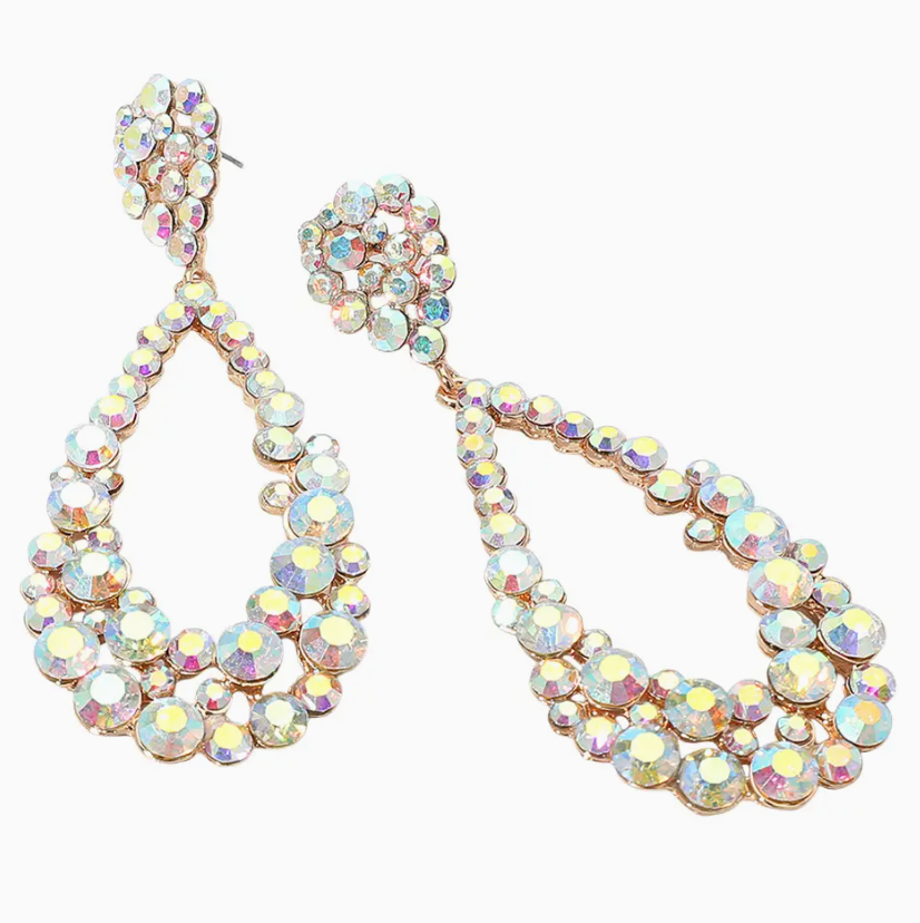Crystal Bubble Cluster Teardrop Earrings