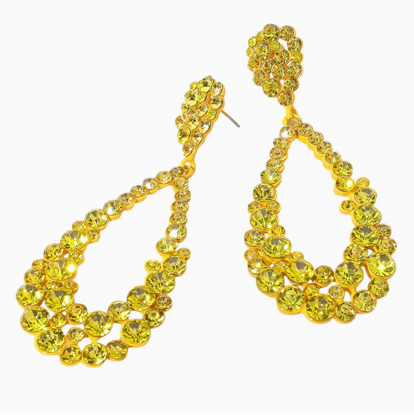 Golden Bubble Cluster Teardrop Earrings