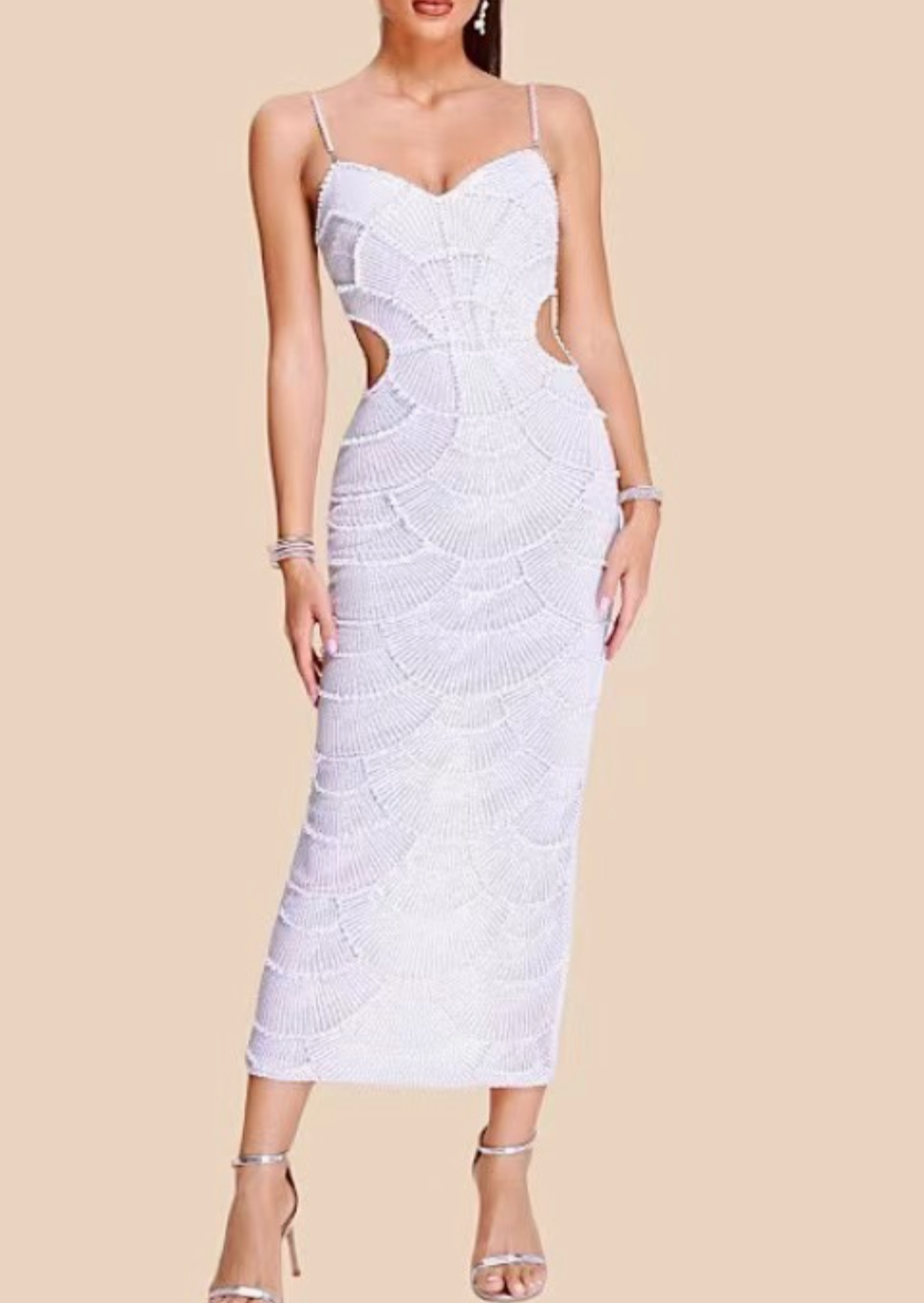 Pearl Sequin Cut-Out Midi – Lisa Dean Boutique Pearl Sequin Cut-Out Midi – Lisa Dean Boutique