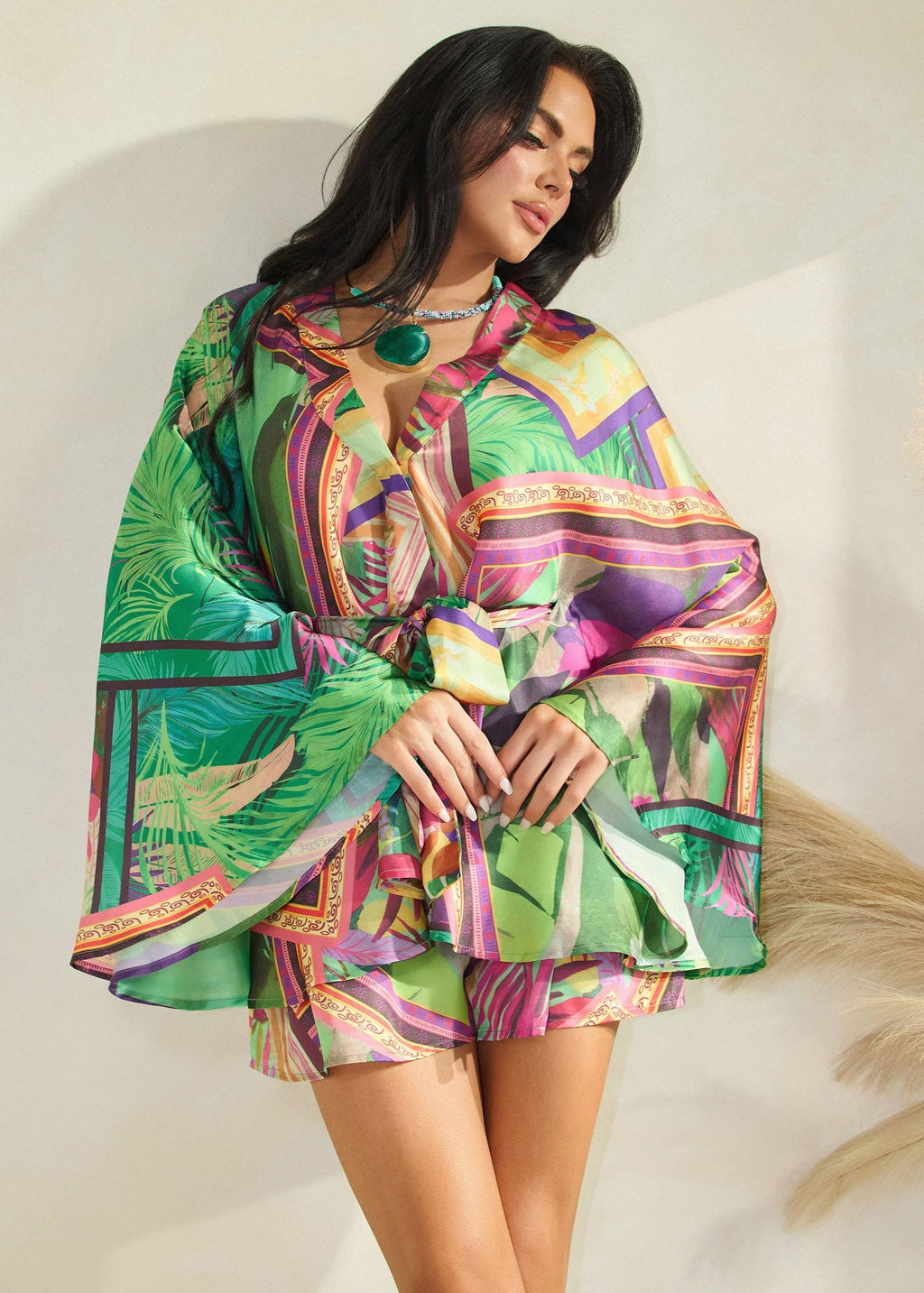 Tropics Kimono Top Short Set