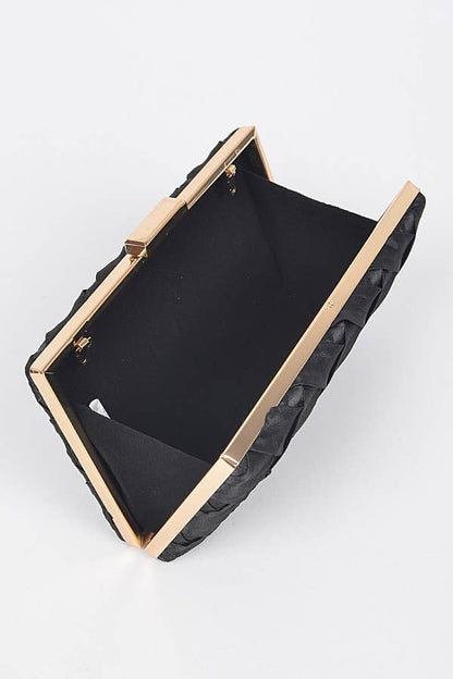 Basket Weave Satin Clutch