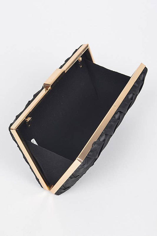 Basket Weave Satin Clutch