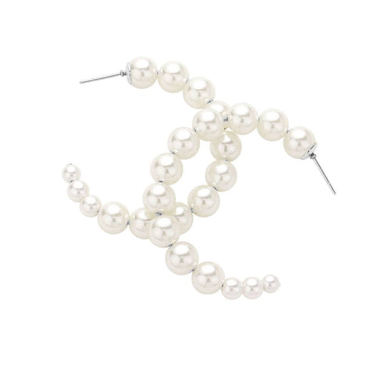 Graduated Pearl Hoop Earrings