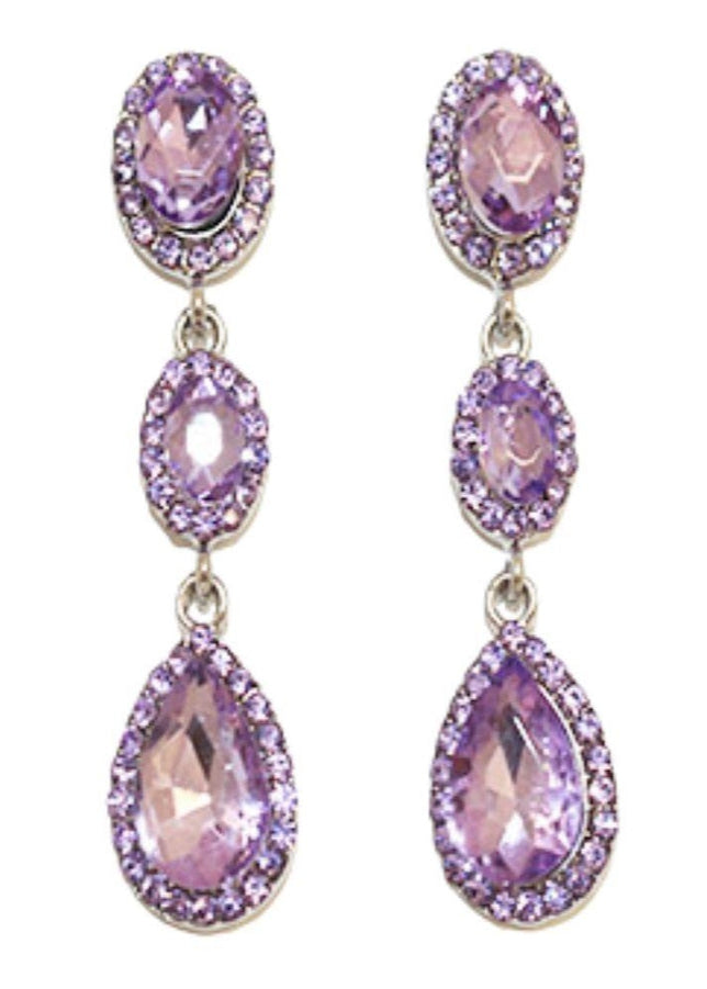 Lilac Rhinestone Teardrop Earrings