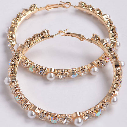 Pearl & Rhinestone Hoops