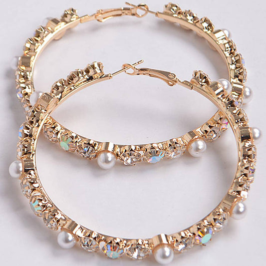 Pearl & Rhinestone Hoops