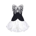 DR721 Contrast Butterfly Embroidery High Waist Mini Dress