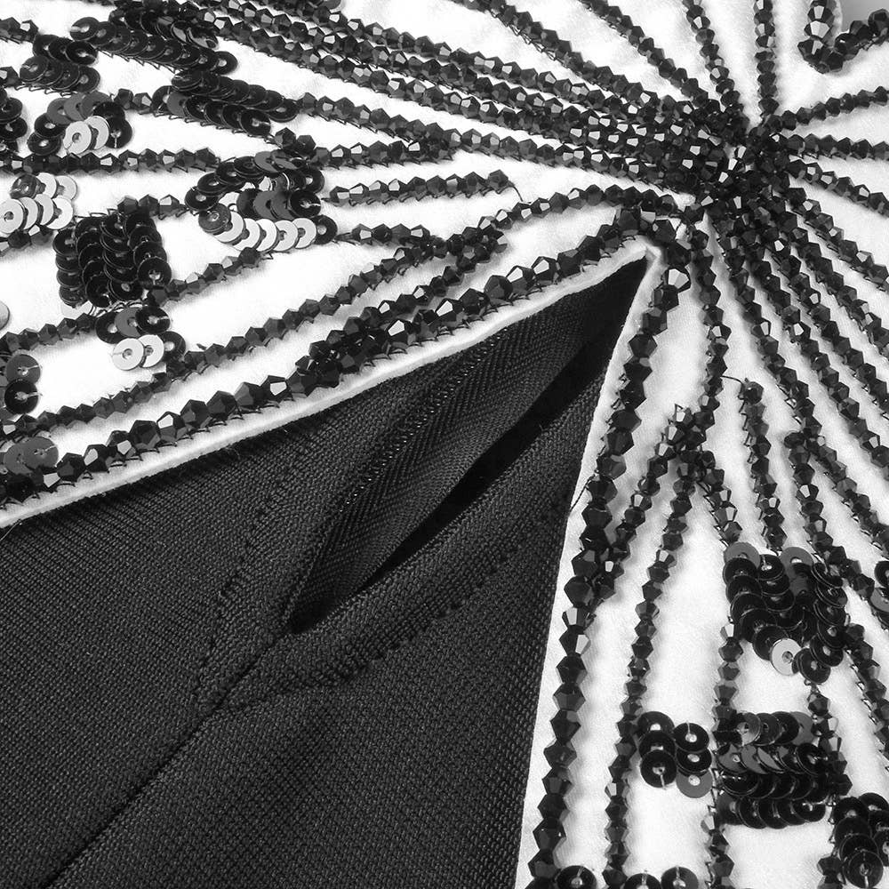 DR721 Contrast Butterfly Embroidery High Waist Mini Dress