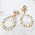 AB Open Teardrop Clip On Earrings